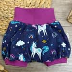 Kurze Pumphose Baby Gr. 80 mit Einhorn Motiv; handgemacht & mitwachsend