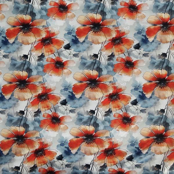 Handmade Kinderkleidung: French Terry Stoff mit Mohnblumen-Motiv - nachhaltiger, weicher Stoff ideal für handmade Pumphosen, Kinderpullover & handgemachte Kinderkleider